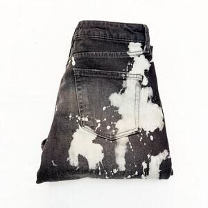 Zara Men's Black Bleached Mid Rise Slim Denim Jeans Zip Fly Straight Leg Size 6